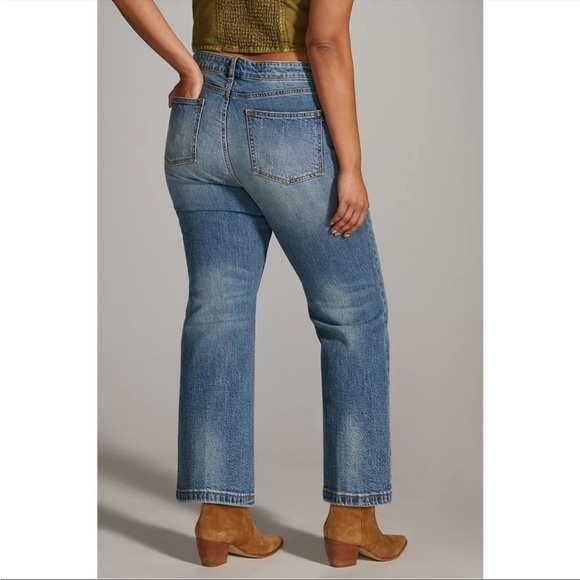ANTHROPOLOGIE Pilcro Ripped Flare Jean Distressed Blue Plus Size 32 Tall NWT - Picture 12 of 15